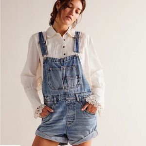 We the Free People Ziggy Denim Shortalls Short Overalls Size Medium M